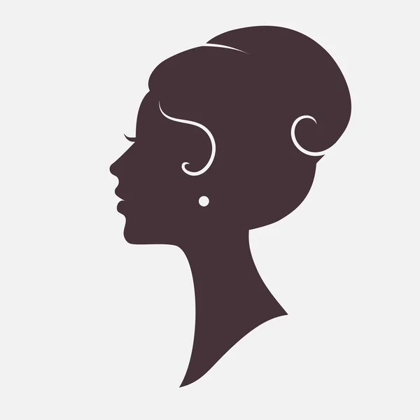 Lány arca Silhouette elegáns frizura — Stock Vector
