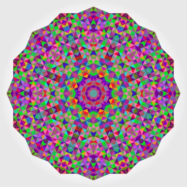 Soyut çiçek. Yaratıcı renkli stil tekerlek vektör. Daire zemin. Mozaik afiş geometrik şekiller. Kırmızı yeşil turuncu mor Lila mavi mor kırmızı yuvarlak Mandala arka plan