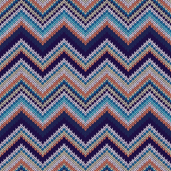 シームレスな幾何学的なスポークの編みパターン。青白オレンジ備 — ストックベクタ