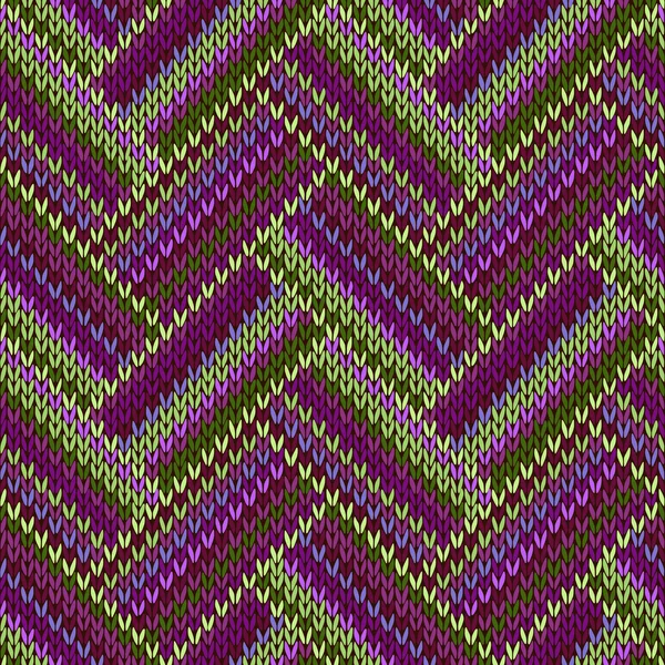 Motif tricoté sans couture de printemps multicolore. Couleur lilas vert — Image vectorielle