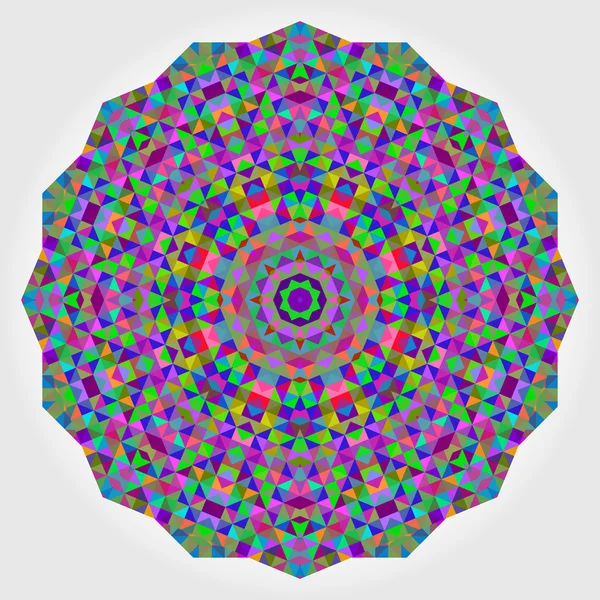 抽象的花朵。丰富多彩的创作风格矢量轮。圆的背景。马赛克的横幅几何形状。红色绿色橙色紫色淡紫色蓝色紫罗兰色洋红色圆曼荼罗背景 — 图库矢量图片