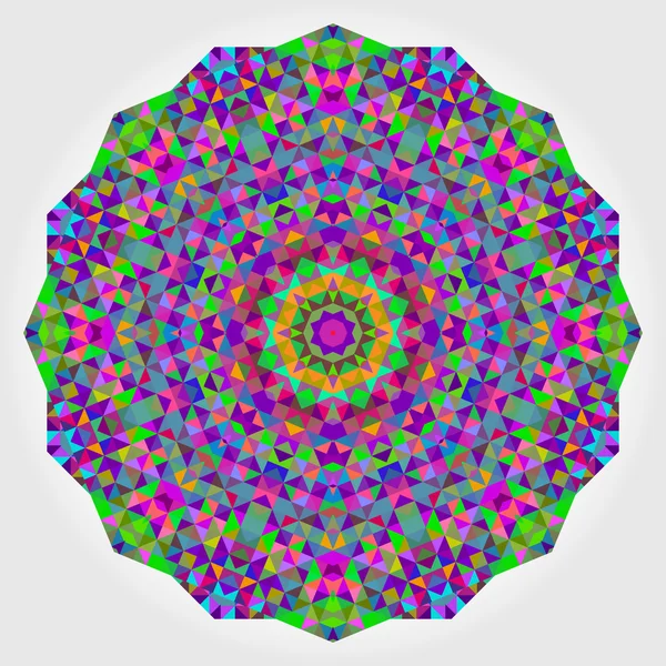 Abstraktní květina. Kreativní barevné stylu vektor kolo. Kruh pozadí. Mozaika Banner geometrické tvary. Červená zelená oranžová fialové Lila modré fialové purpurová kolo Mandala pozadí — Stockový vektor