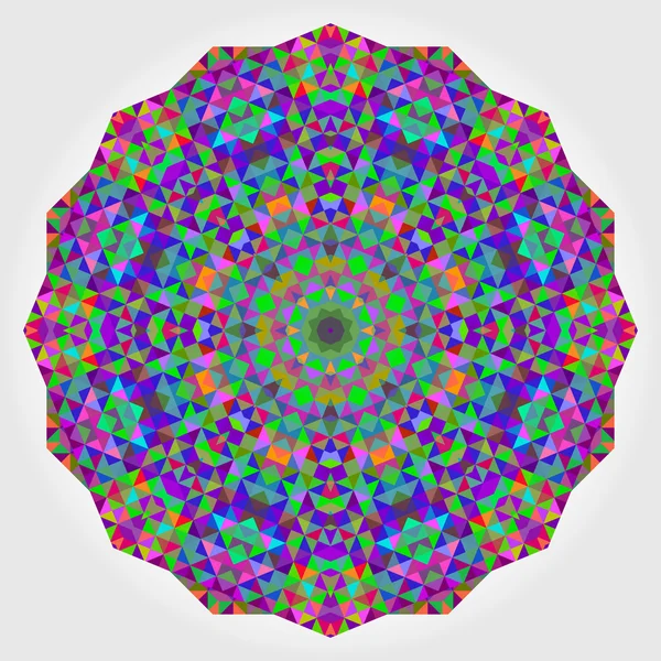 Flor abstrata. Roda vetorial estilo colorido criativo. Fundo do círculo. Mosaico Bandeira de formas geométricas. Vermelho Verde Laranja Roxo Lilás Azul Violeta Magenta Rodada Mandala Fundo —  Vetores de Stock