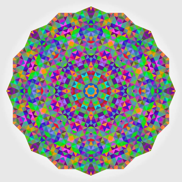 Abstrakt blomma. Kreativa färgglada stil vektor hjul. Cirkel bakgrund. Mosaiska Banner av geometriska former. Röd grön Orange lila lila blå violett Magenta runt Mandala bakgrund — Stock vektor