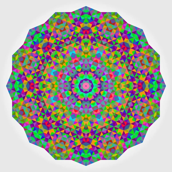 Abstraktní květina. Kreativní barevné stylu vektor kolo. Kruh pozadí. Mozaika Banner geometrické tvary. Červená zelená oranžová fialové Lila modré fialové purpurová kolo Mandala pozadí — Stockový vektor