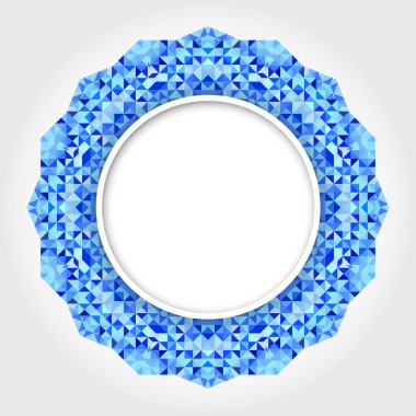 Dijital mavi kenarlıklı soyut beyaz yuvarlak çerçeve