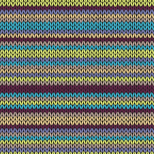 Knit Seamless Multicolor Striped Pattern. Blue Yellow Pink Vinou — Stock Vector