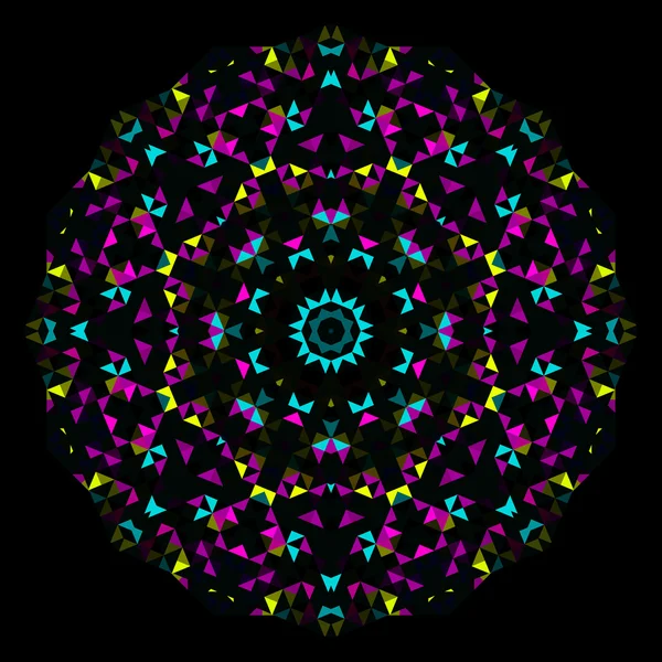 Калейдоскоп абстрактного геометрического блеска. Симметричный дизайн круга. Круглый цветок — стоковый вектор