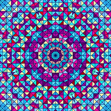 soyut renkli dijital dekoratif çiçek. sanatsal zemin renkli geometrik kontrast hat yıldız ve mavi pembe kırmızı mavi