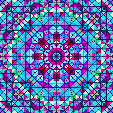 soyut renkli dijital dekoratif çiçek. sanatsal zemin renkli geometrik kontrast hat yıldız ve mavi pembe kırmızı mavi