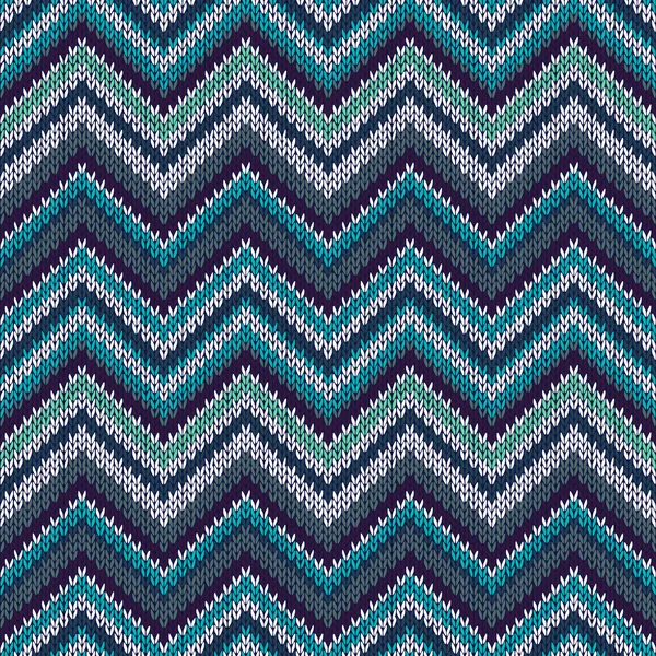 Nahtlose geometrische ethnische Speichen Strickmuster. blau-weiß — Stockvektor