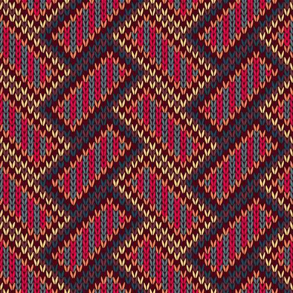 Motif tricoté sans couture. Jaune Orange Rouge Bleu Marron Couleur Bac — Image vectorielle