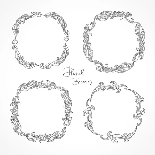 Set floral decoratieve frames — Stockvector