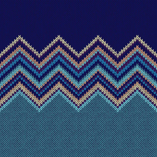 Nahtlose ethnische geometrische Strickmuster. Stil blau gelb gre — Stockvektor