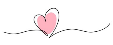 Kalp. Soyut aşk sembolü. Aralıksız çizim sanatı vektör illüstrasyonu.