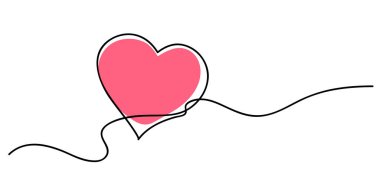 Kalp. Soyut aşk sembolü. Aralıksız çizgi sanatı rengi vektör çizimi.