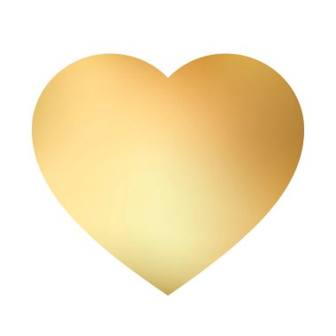 Gradyan Parlak Metalik Aşk Sembollü Altın Kalp Sevgililer Günü Romantik Simge Vektör İllüzyonu.