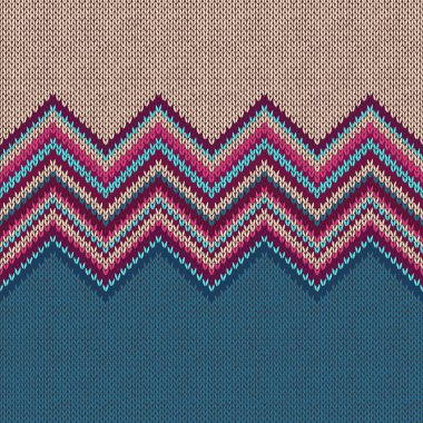 Dikişsiz örgü desen. Stil mavi bej kırmızı vinous geometrik etnik