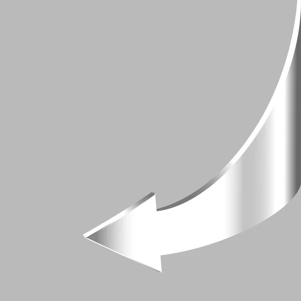 Bianco brillante freccia punta indietro e sfondo grigio — Vettoriale Stock