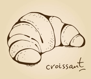 Kruvasan el çizilen illüstrasyon