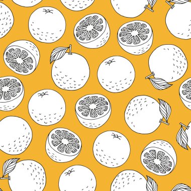 Vektör portakal ile sorunsuz arka plan el çekilmiş