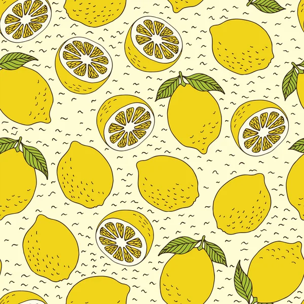 Citrons jaunes fond sans couture — Image vectorielle