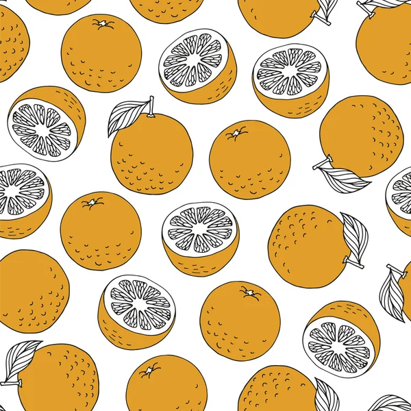 Oranges dessiné à la main motif sans couture — Image vectorielle