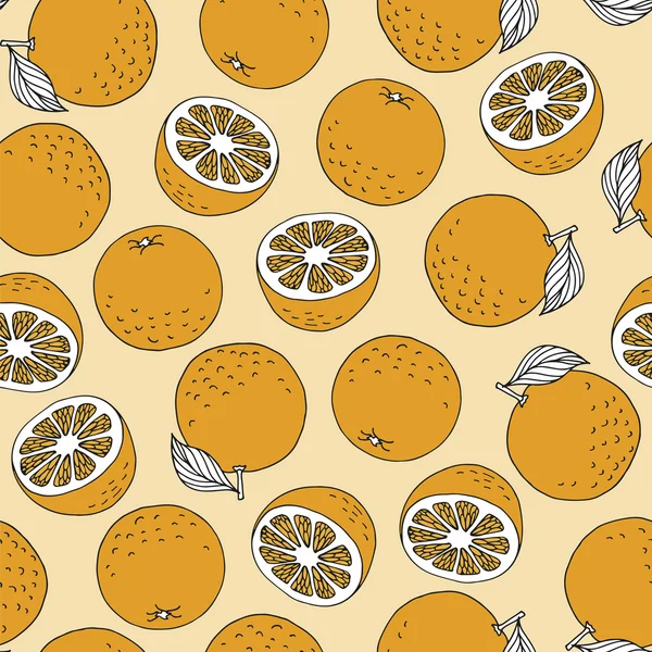 Elle çizilmiş portakal desen vektör — Stok Vektör