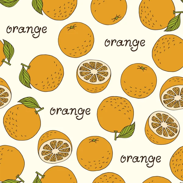 Oranges dessinées à la main sur fond blanc avec du texte — Image vectorielle