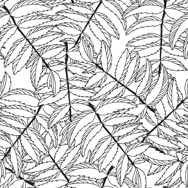Бесшовный белый и черный цветочный лист фона — стоковый вектор