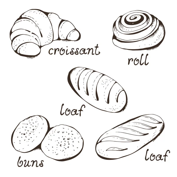 Set hand getrokken gebak — Stockvector