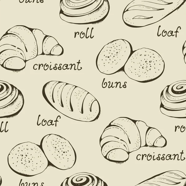 Fundo sem costura com pastelaria desenhada à mão —  Vetores de Stock