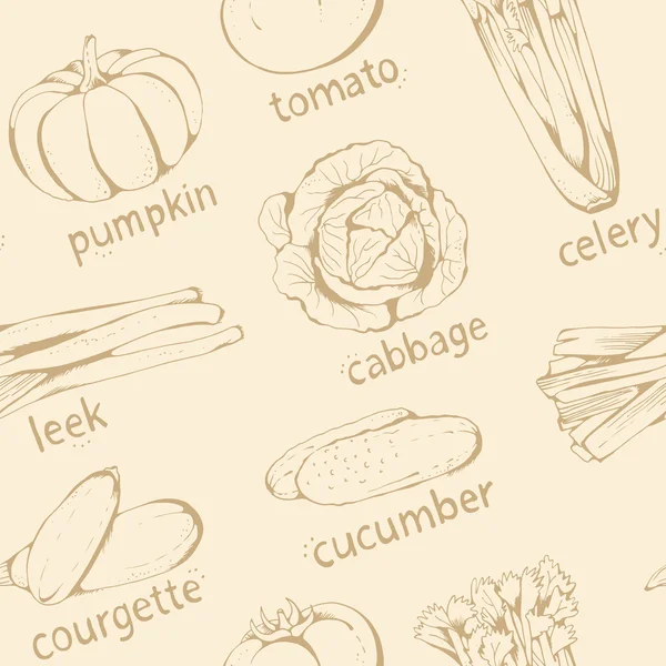 Sorunsuz vektör desen ile el çekilmiş sebze