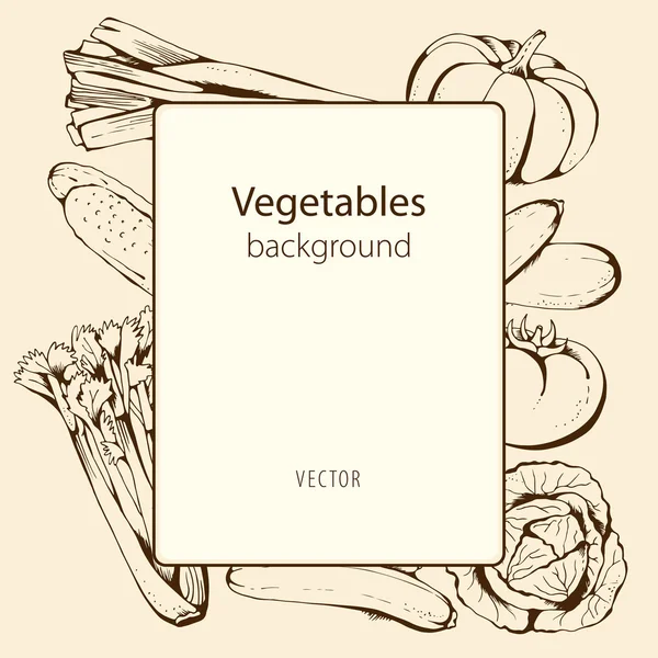 Fundo vetorial com legumes desenhados à mão — Vetor de Stock