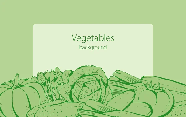 Conjunto de vetores com moldura e legumes desenhados à mão — Vetor de Stock