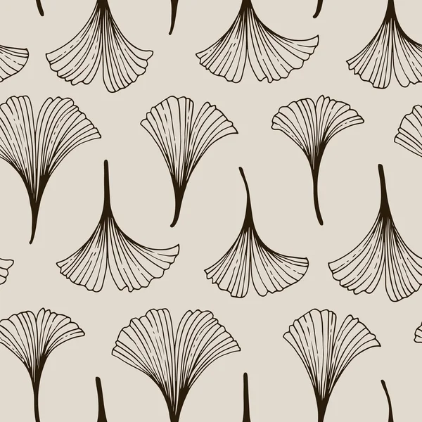 Motif floral sans couture avec des feuilles de ginkgo biloba — Image vectorielle