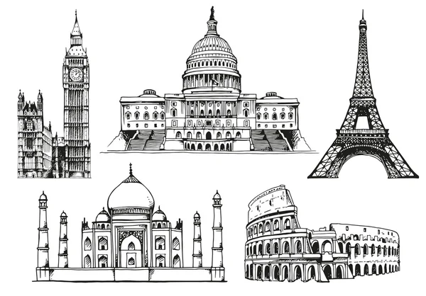 Ensemble vectoriel emblématique mondial — Image vectorielle