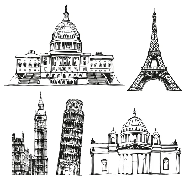 Wereld landmark vector set — Stockvector