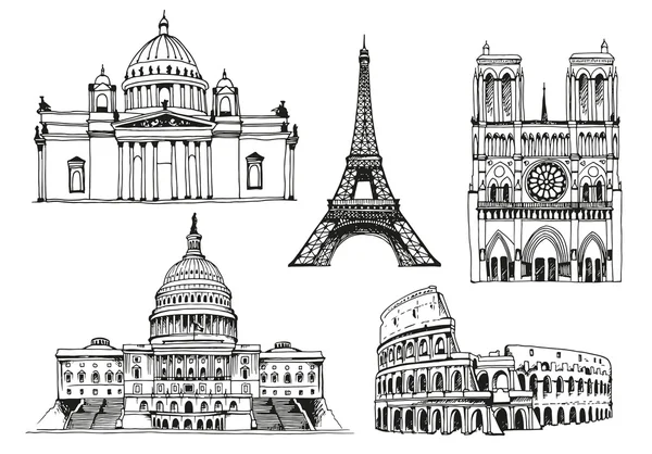 Ensemble vectoriel emblématique mondial — Image vectorielle