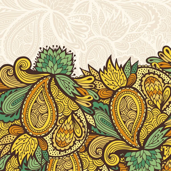 Borde floral dibujado a mano decorativo, diseño vectorial para tarjetas, en — Archivo Imágenes Vectoriales