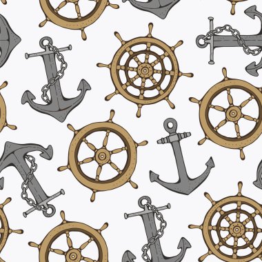 Direksiyon simidi ve çapa ile dikişsiz desen