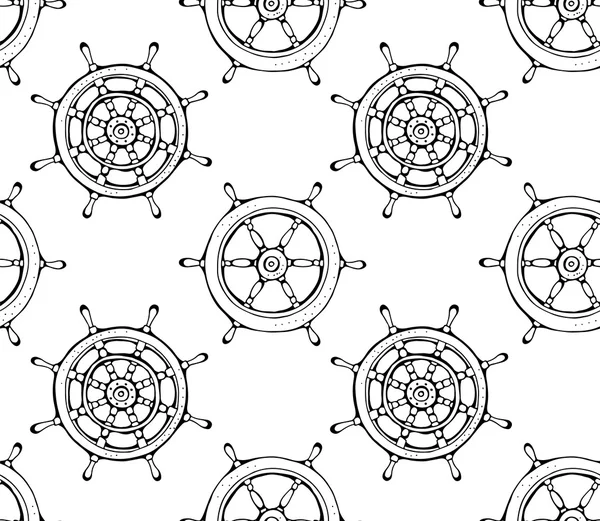 Padrão sem emenda de navio de rodas de direção —  Vetores de Stock