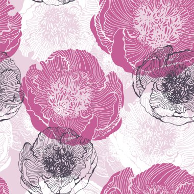 Şakayık çiçekleri dikişsiz vektör deseni