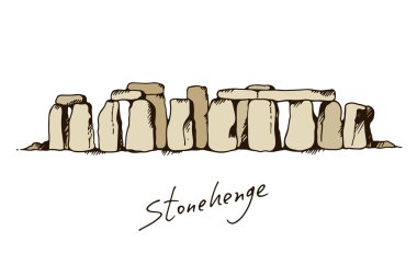 Stonehenge Wiltshire, İngiltere vektör renk illüstrasyon