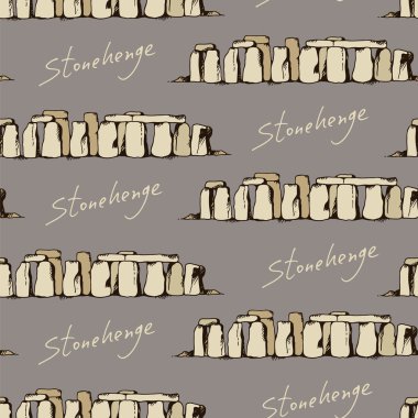 Stonehenge illüstrasyon deseni, dikişsiz karalama arka plan