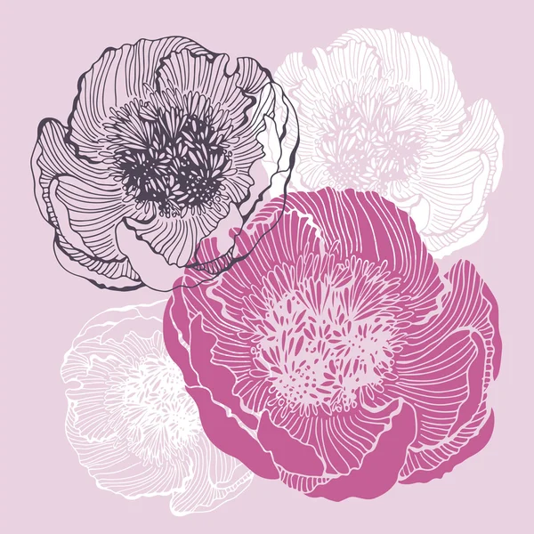 Dekorative florale Hintergrund mit Blume der Pfingstrose — Stockvektor