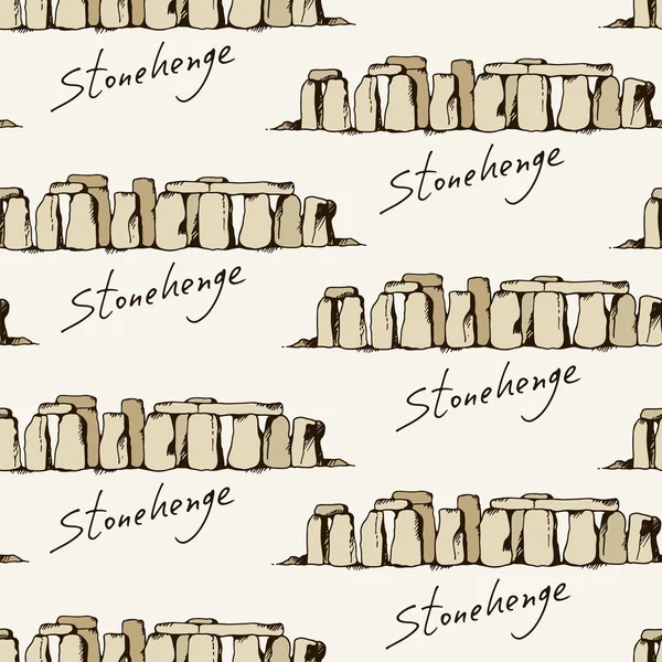 Modèle sans couture avec dessin de Stonehenge en Angleterre — Image vectorielle