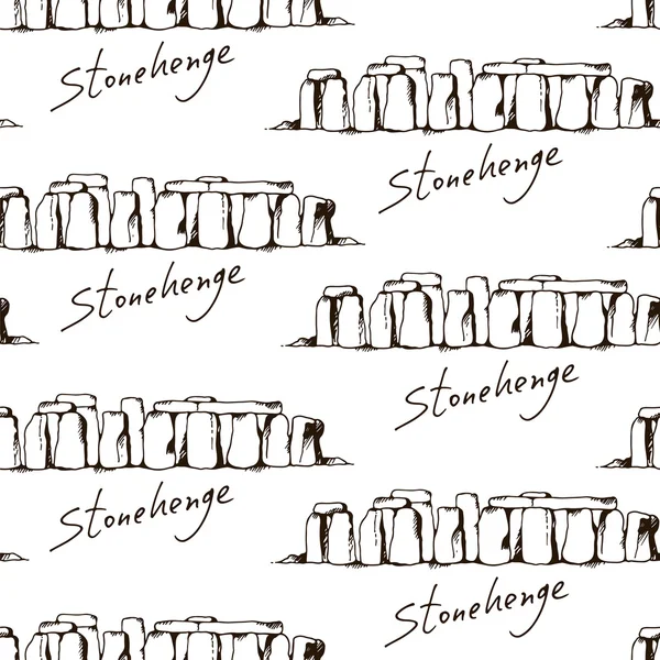 Naadloos patroon met FreeHand sketch van Stonehenge in Wiltshire — Stockvector