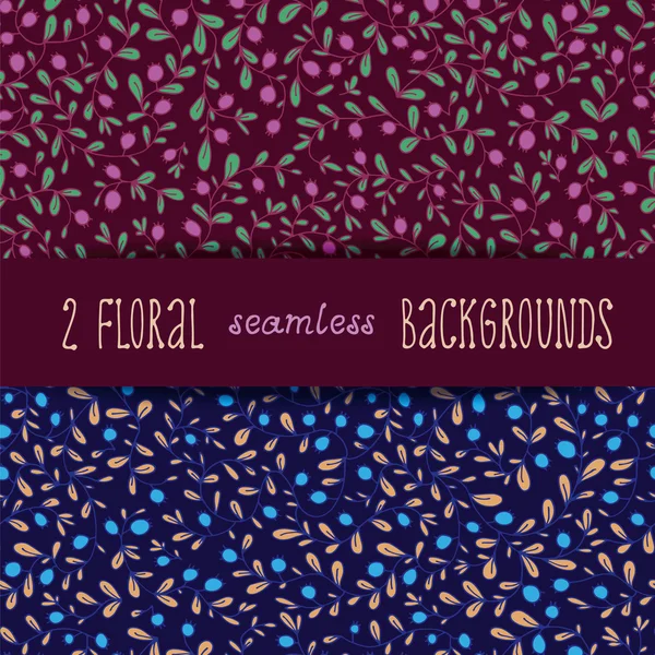 Zwei nahtlose florale Muster, Vektor — Stockvektor