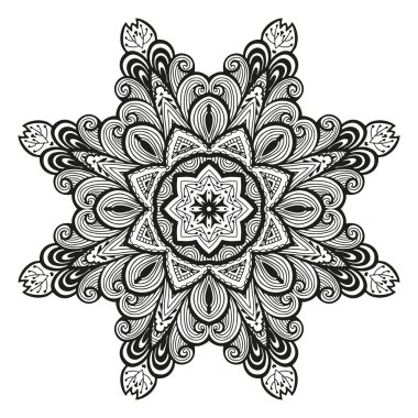 Yuvarlak dekoratif süs, çiçek deseni, vektör illüstrasyon